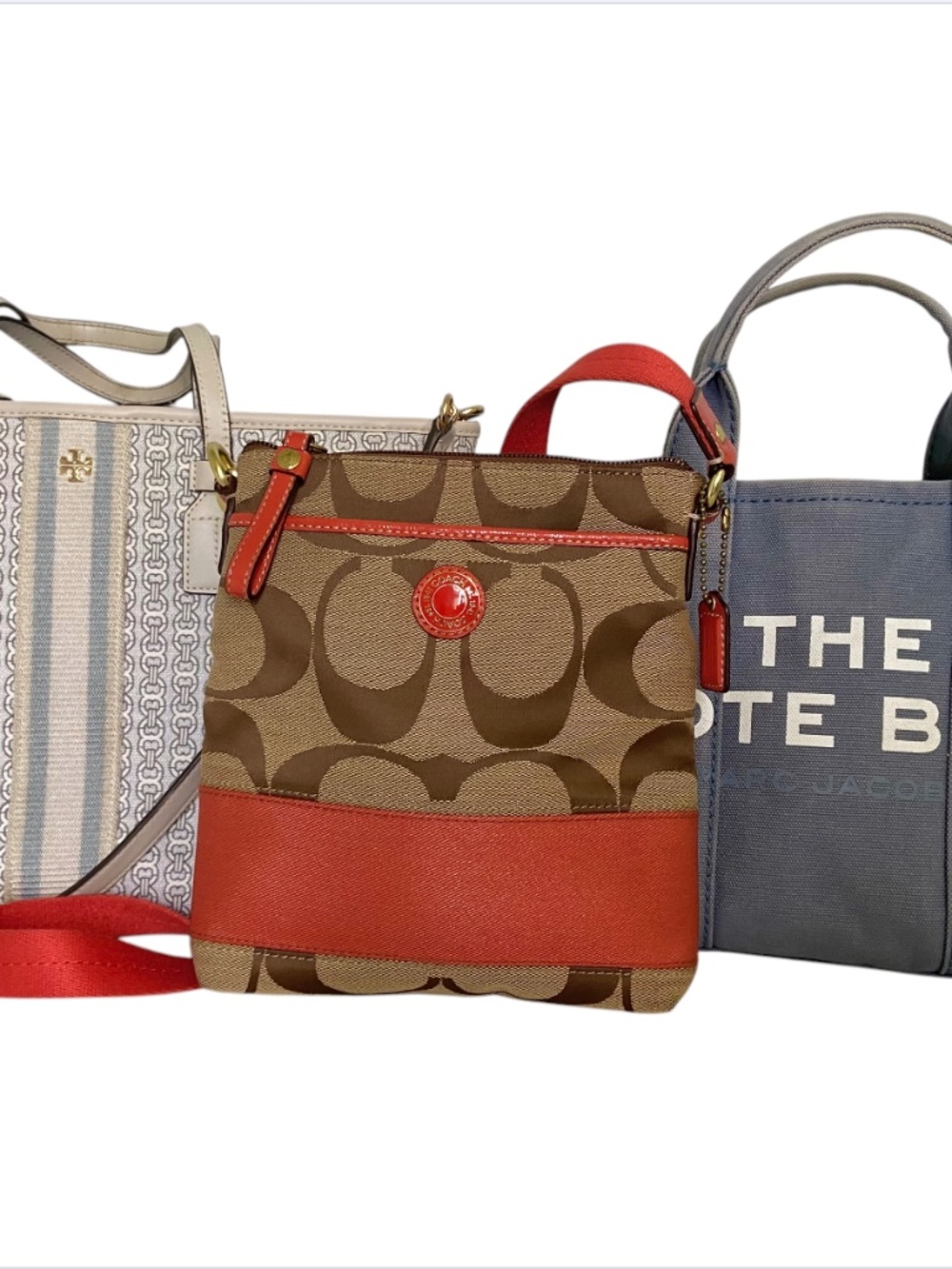 Coach Crossbody + Tory Burch Ivory Gemini Link + Marc Jacobs The Tote Bag Bundle